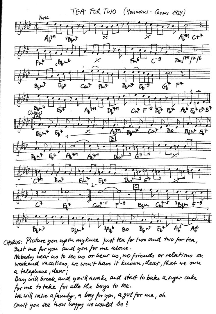 tea for two leadsheet – book us for your next 20s or gatsby event